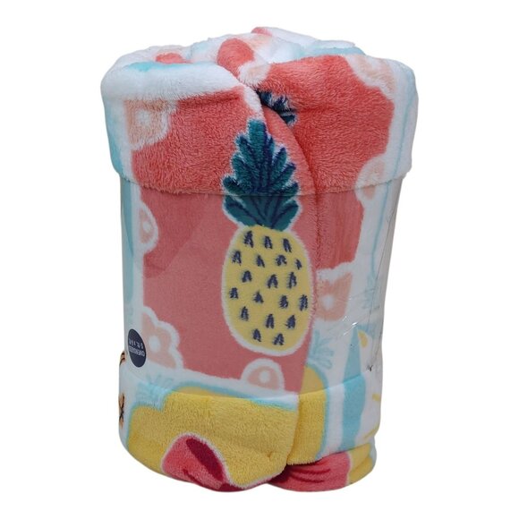 The Big One Oversized Plush Throw Blanket Coastal Print Faux Fur Tropical 5'x6' - Picture 4 of 13